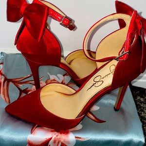 Satin Red very comfortable heels Jessica Simpson US size 7M
